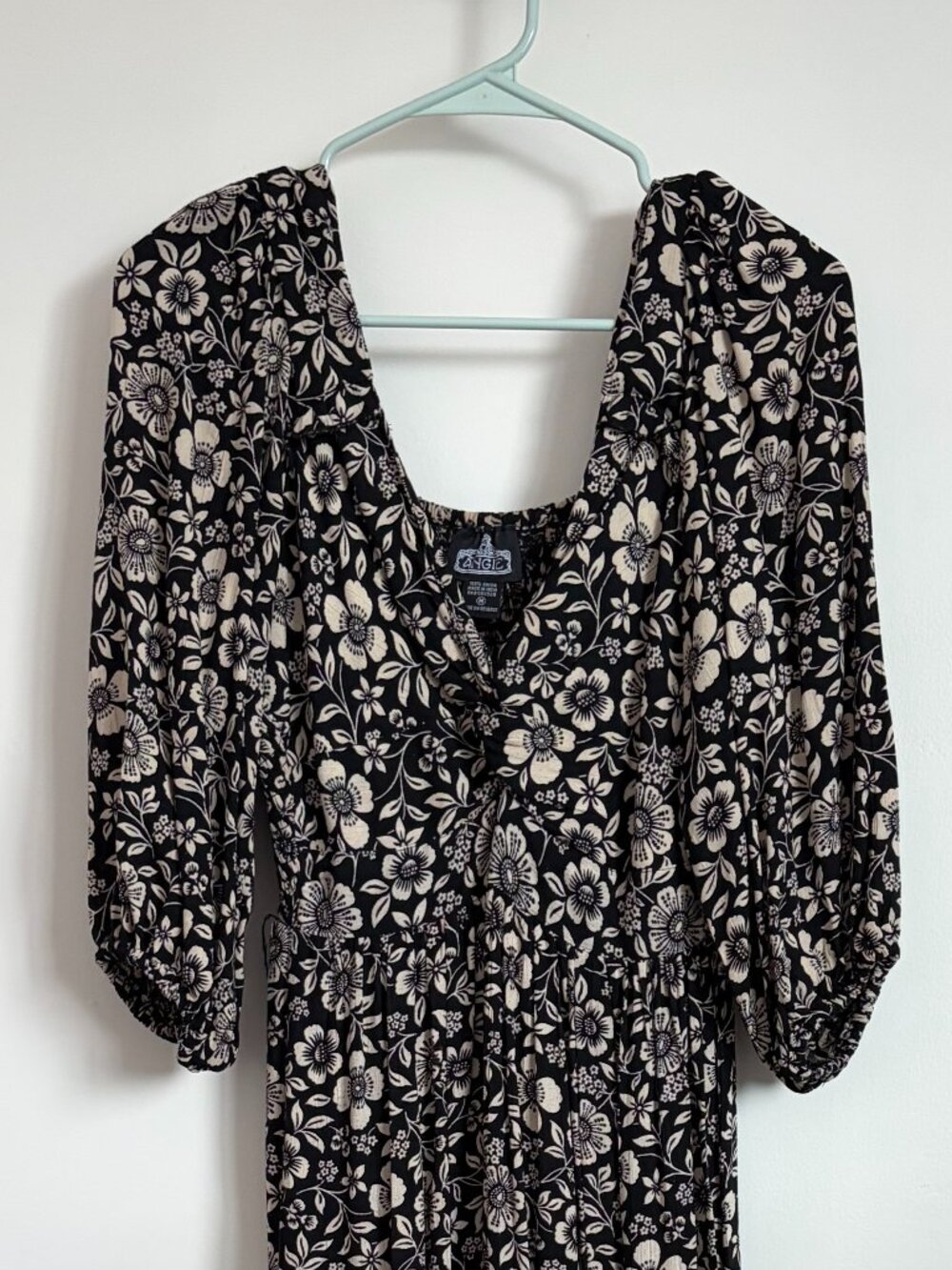 Black Floral Bohemian Midi Dress